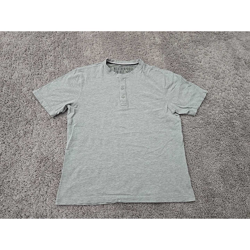 Weatherproof Shirt Mens M Gray Short Sleeve The Vintage Henley Classic Casual